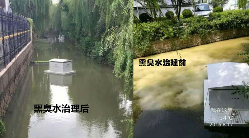 江苏昆山高新区3号河黑臭水治理前后对比图